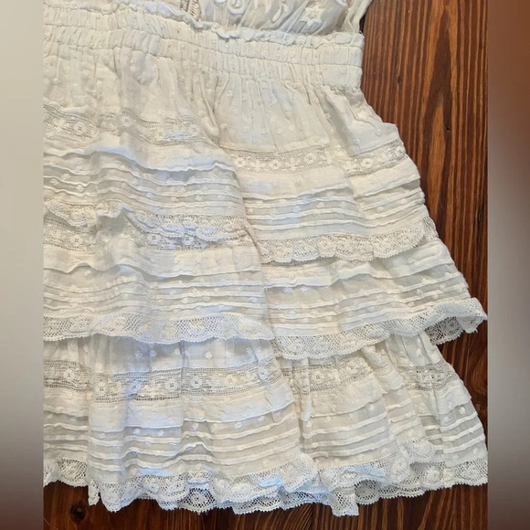 LOVESHACKFANCY Quincy Mini Dress Embroidered Ruffle Dress Size Medium EUC - Picture 8 of 12
